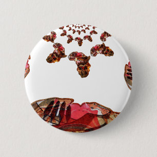 Afrika in Beweging: Kaleidoscoop Kaart Ontwerp Ronde Button 5,7 Cm