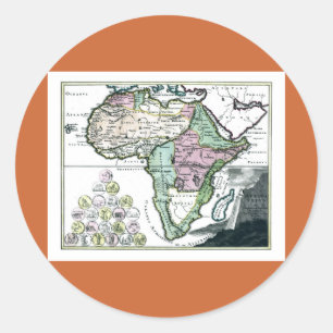 Afrika-kaart 1720 ronde sticker