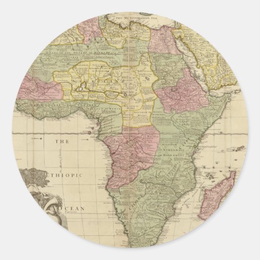  Afrika-kaart 1725 Ronde Sticker (Voorkant)