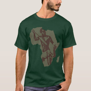 Afrika Kaart Afrikaanse arrior Etnische kunst T-shirt