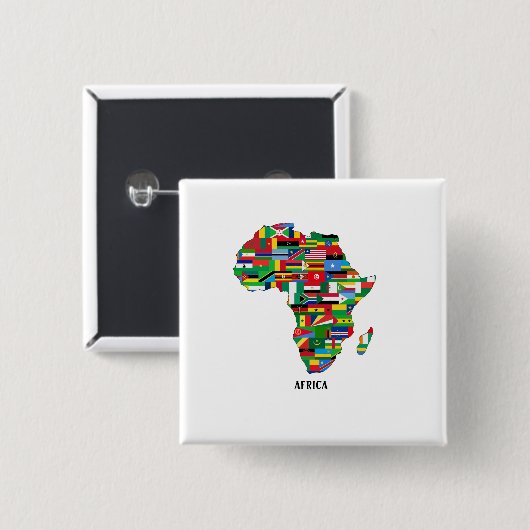 Afrika Kaart Continent Vierkante Button 5,1 Cm (Voorkant /achterkant)