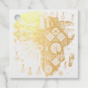Afrika kaart decoratieve stamelementen patroon bedankjes labels