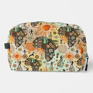 Afrika Kaart Decoratieve Tribal Elementen Patroon  Toilettasje