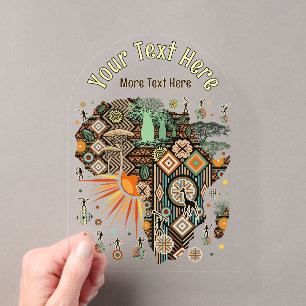 Afrika kaart decoratieve tribale elementen patroon acryl uitnodigingen