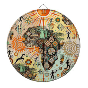 Afrika kaart decoratieve tribale elementen patroon dartbord