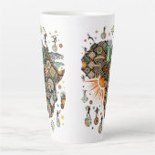 Afrika kaart decoratieve tribale elementen patroon latte mok (Voorkant)