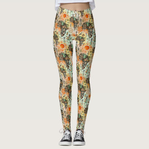 Afrika Kaart Decoratieve Tribale Elementen Patroon Leggings
