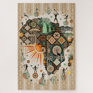 Afrika kaart decoratieve tribale elementen patroon legpuzzel