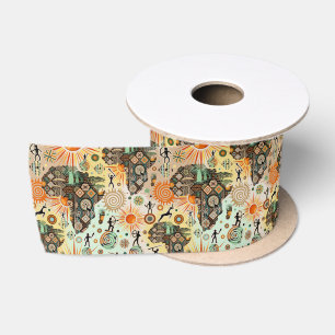 Afrika kaart decoratieve tribale elementen patroon lint