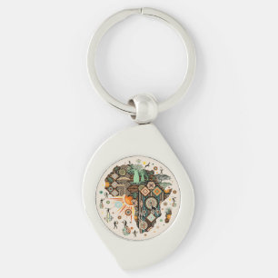 Afrika kaart decoratieve tribale elementen patroon sleutelhanger