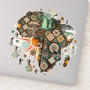 Afrika kaart decoratieve tribale elementen patroon sticker