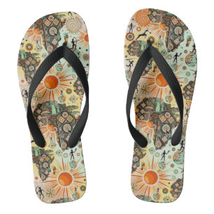 Afrika kaart decoratieve tribale elementen patroon teenslippers