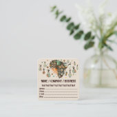 Afrika Kaart Decoratieve Tribale Elementen Patroon Vierkante Visitekaartje (Staand voorkant)