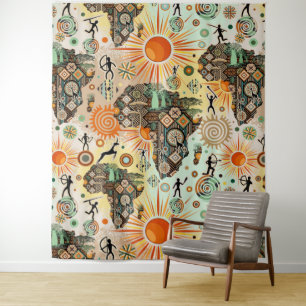 Afrika kaart decoratieve tribale elementen patroon wandkleed