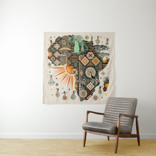 Afrika kaart decoratieve tribale elementen patroon wandkleed