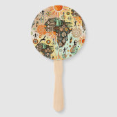 Afrika Kaart Decorative Stammen Elementen Patroon Handwaaier (Voorkant)