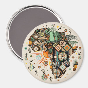 Afrika Kaart Decorative Tribale Elementen Patroon Magneet