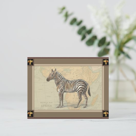 Afrika-kaart en een Zebra Briefkaart (Staand voorkant)