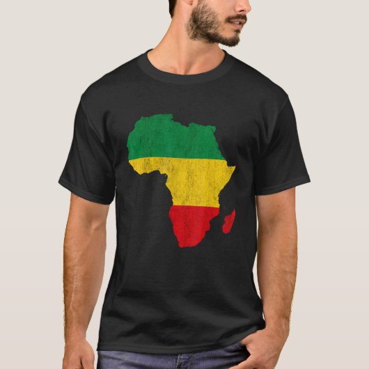 Afrika Kaart Groen Geel Rood Afrika Pride Reggae R T-shirt (Voorkant)