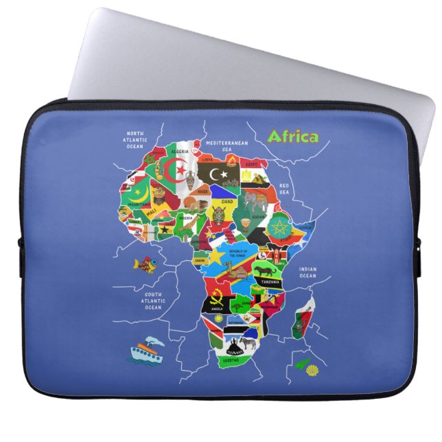 Afrika-kaart Laptop Sleeve (Voorkant)
