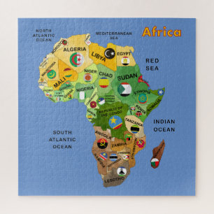 Afrika Kaart met Flags-puzzel Legpuzzel