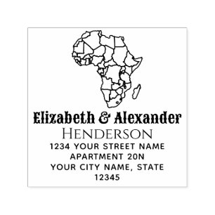Afrika Kaart met landen Echtpaar Naam Retouradres Zelfinktende Stempel