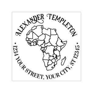Afrika Kaart met Landen Ronde Naam Retouradres Zelfinktende Stempel