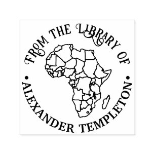 Afrika Kaart met landen “Uit de bibliotheek van” n Zelfinktende Stempel
