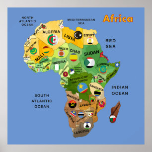 Afrika-kaart met Poster voor lagelonenkunstwerken