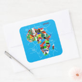 Afrika kaart met vlaggen vierkante sticker (Envelop)