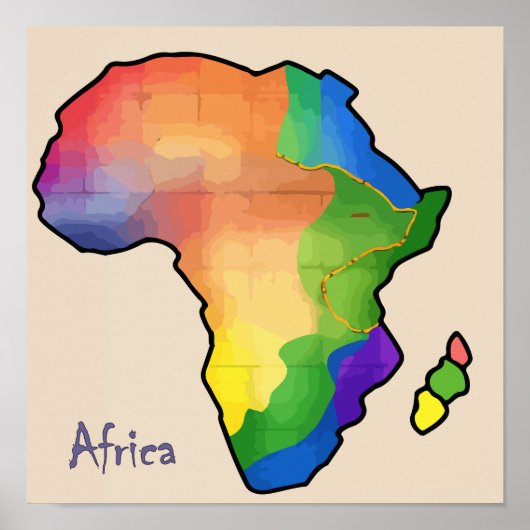 Afrika Kaart Print, waarde Poster papier (mat) (Voorkant)