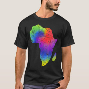 Afrika Kaart Reggae Rasta Tie Dye Zwart Afrikaans T-shirt