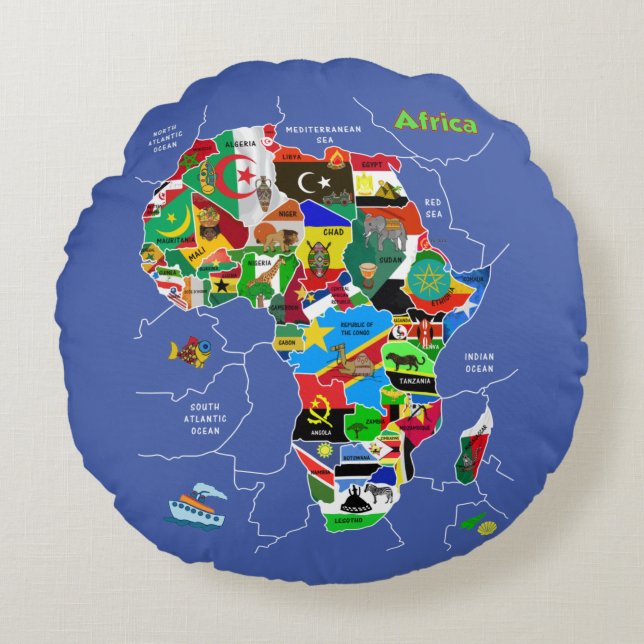 Afrika-kaart Rond Kussen (Voorkant)