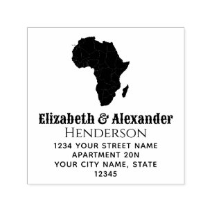 Afrika Kaart Silhouet Koppel Naam Retouradres Zelfinktende Stempel