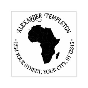 Afrika Kaart Silhouet Ronde Naam Retouradres Zelfinktende Stempel