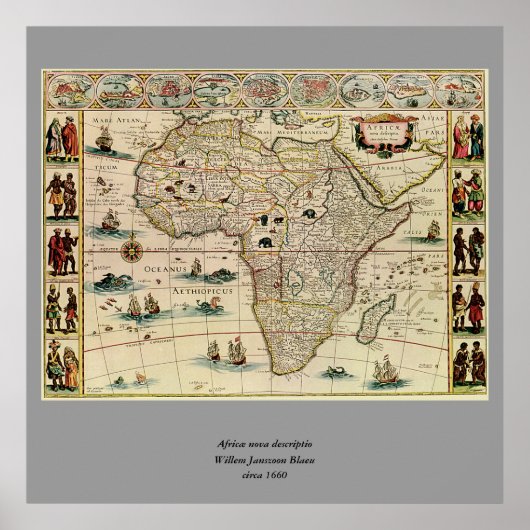 Afrika-kaart van 1660 van Willem Janszoon Blaeu Poster (Voorkant)