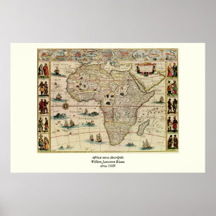 Afrika-kaart van 1660 van Willem Janszoon Blaeu Poster