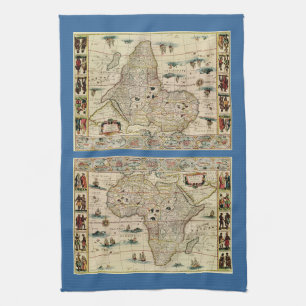 Afrika-kaart van 1660 van Willem Janszoon Blaeu Theedoek