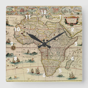  Afrika-kaart van 1660 van Willem Janszoon Blaeu Vierkante Klok