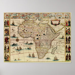 Afrika-kaart van Vintage 1660 Poster