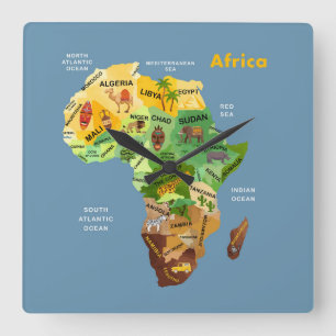 Afrika-kaart Vierkante Klok