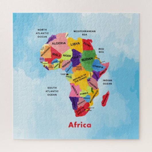 Afrika Kaart waterkleur Legpuzzel (Verticaal)