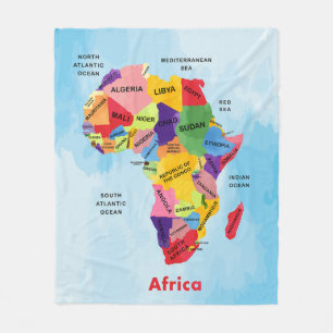 Afrika-kaart waterverf Artwork Fleece Blanket Deken