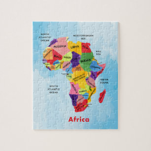 Afrika Kaart waterverf kunstwerk puzzel