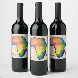 Afrika-kaart Wijn Etiket