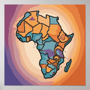 Afrika-kaartkunst Poster