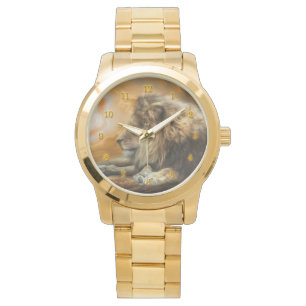 AFRIKA LION WACHT OP DE HOOP HORLOGE
