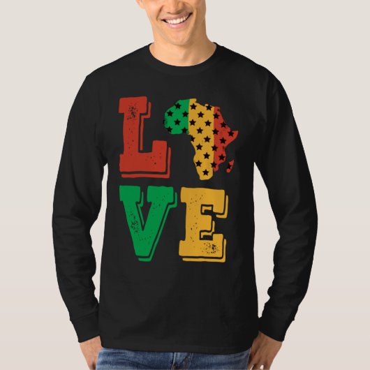 Afrika Love Prouted African American Black History T-shirt (Voorkant)