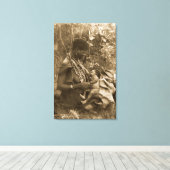 AFRIKA MACHTIGE VROUW BORSTVOEDING  SEPIA CANVAS AFDRUK (Insitu (Houten vloer))