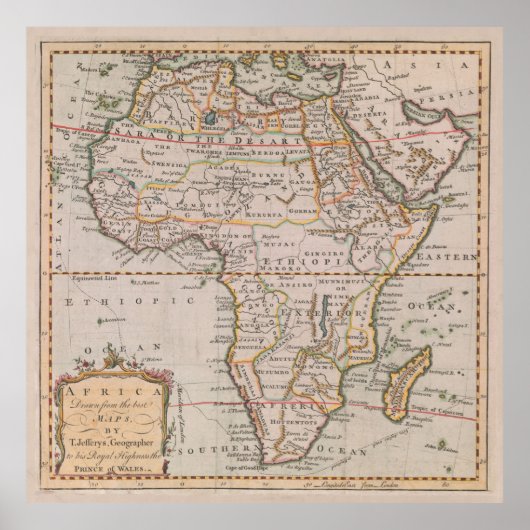  Afrika Map (1770)  Afrikaans Continen Poster (Voorkant)